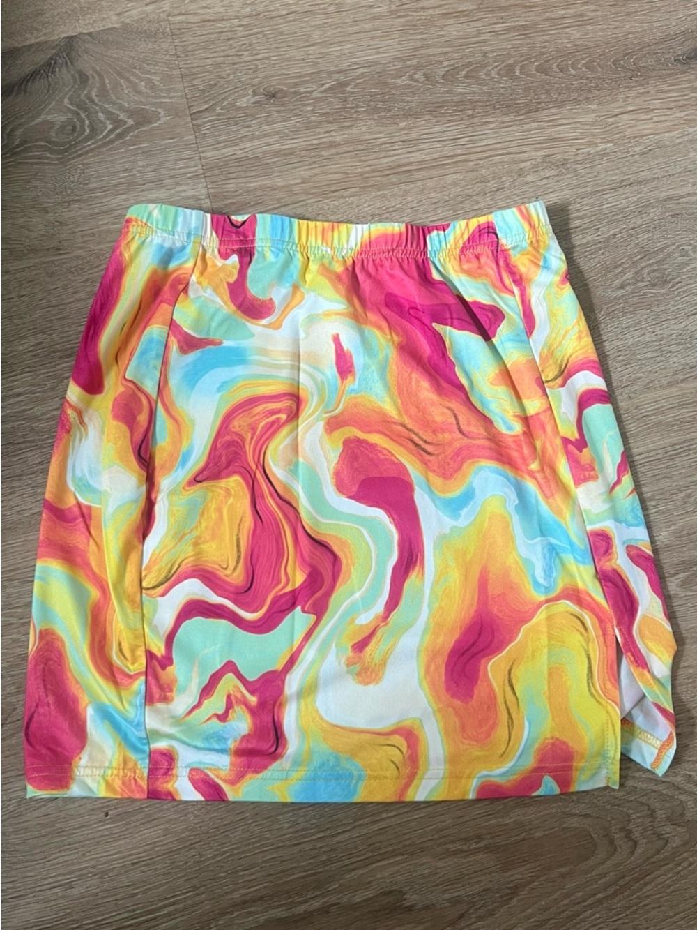 SHEIN Multicolor Tie-Dye Elastic Waist Mini Skirt